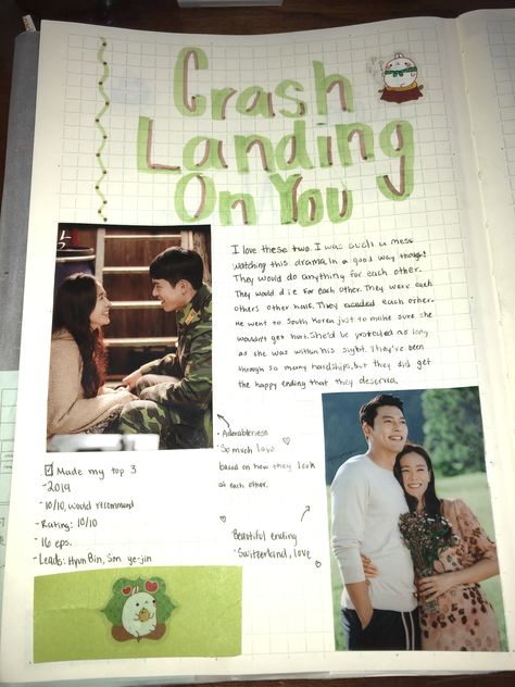 Kdrama Journal Ideas, K Drama Journal, Kdrama Scrapbook, Rm Journal Ideas, Kdrama Journal, Bullet Journal Films, Drama Journal, Kpop Journaling, Book Review Journal