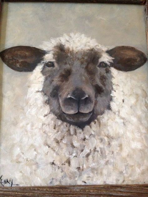 Watercolor Sheep Paintings, Sheep Art Painting, Beauty Papers, Farm Animal Paintings, Sheep Face, Sheep Paintings, Sheep Art, Cow Painting, A Sheep