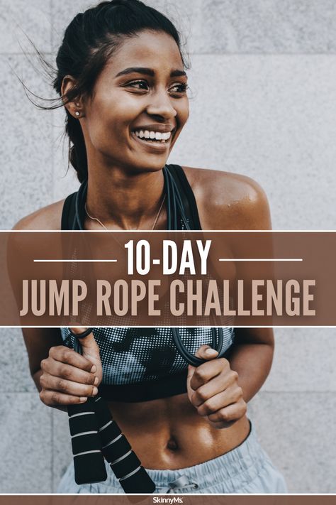 10-Day Jump Rope Challenge to Melt Fat Jumping Rope Beginner, How To Jump Rope For Beginners, Jumprope Workouts, Jump Rope Workout For Beginners, Beginner Jump Rope Workout, Jump Rope Exercise, Jump Rope Routine, Jumping Fitness, Jump Rope Challenge