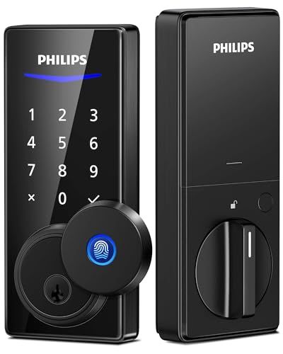 Limited-time deal: Philips Fingerprint Door Lock, Digital Keypad Deadbolt Lock with Keys, Electronic Biometric Keyless Entry Door Lock for Front Door,Auto Lock,Easy Install,IP54 Waterproof Hidden Spy Camera, Keyless Entry Door Locks, Fingerprint Door Lock, Entry Door Locks, Deadbolt Lock, Spy Camera, Ceiling Fan In Kitchen, Entry Door, Keyless Entry