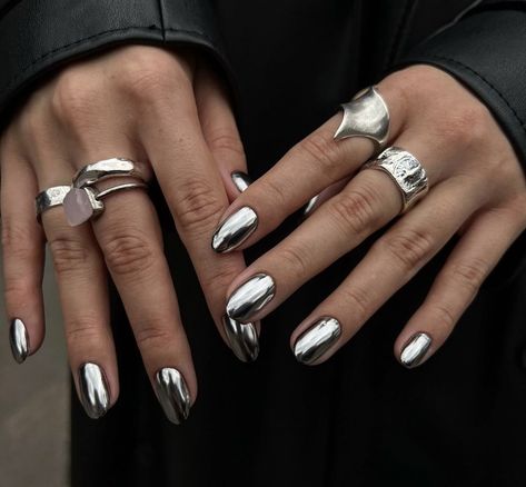 Mens Nails, Round Nails, Metallic Nails, Pastel Nails, Silver Nails, Fire Nails, Funky Nails, Chrome Nails, Winter Nails