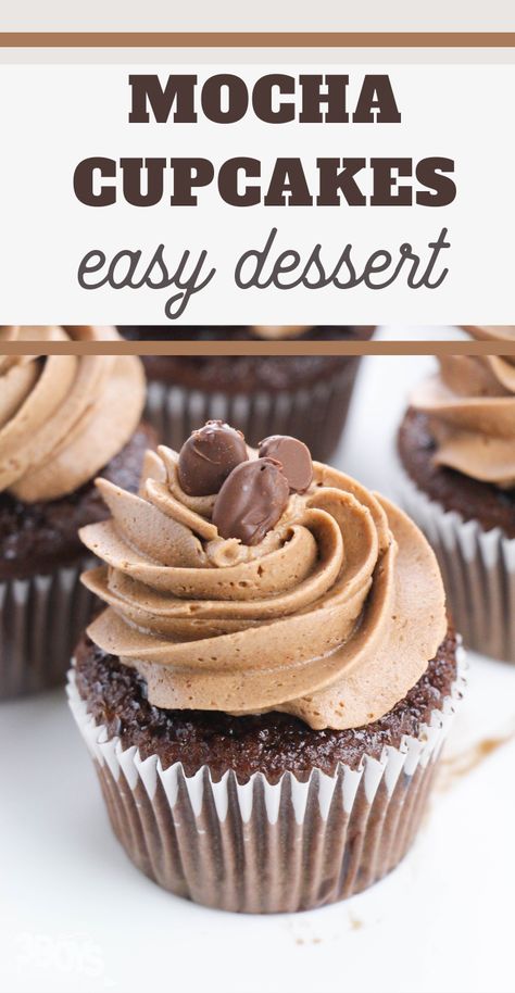 This Mocha Espresso Cupcakes Recipe has so much flavor! If you're a fan of chocolate and espresso, you're not going to want to miss this! Coconut Cupcake Recipes, Espresso Dessert, Espresso Cupcakes, Lemon Cupcake Recipe, Cake Mix Cupcakes, Mocha Frosting, Chocolate Covered Espresso Beans, Mocha Cupcakes, Cupcake Recipes Chocolate