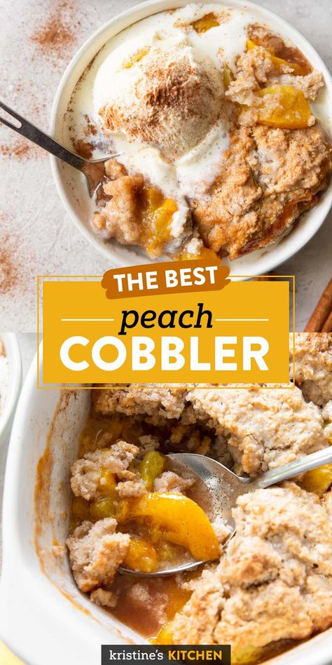 Best Peach Cobbler Recipe, Can Peaches Recipes, Can Peach Cobbler, Canned Peach Cobbler Recipe, The Best Peach Cobbler, Good Peach Cobbler Recipe, Peach Filling, Best Peach Cobbler, Homemade Peach Cobbler