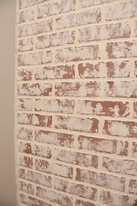 DIY Faux German Schmear Brick Wall (5 of 15) Brick Bathroom Ideas, Brick Wallpaper Accent Wall, Den Aesthetic, German Schmear Brick, German Smear Brick, Diy Faux Brick Wall, Diy Brick Wall, German Schmear, German Smear