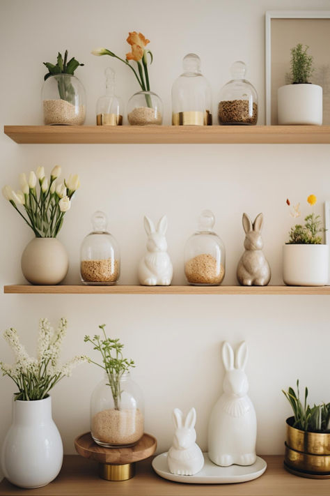 30+ Elegant Neutral Easter Decor Designs to Elevate Your Space Easter Decor Ideas For The Home, Minimalist Easter Decor, Elegant Easter Decor, Classy Easter Decor, Neutral Easter Decor, Neutral Easter, Spring Home Decor Ideas, Easter Decor Ideas, Easter Arrangement