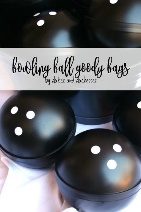 Turn party favor candy containers into adorable bowling balls that make perfect bowling ball goody bags for a bowling party! Bowling Theme Party Favors, 18th Birthday Bowling Party, Bowling Awards Funny, Bowling Banquet Ideas, Birthday Party Bowling, Bowling Party Favors Goody Bags, Kids Bowling Party Ideas, Bowling Bday Party, Bowling Graduation Party Ideas