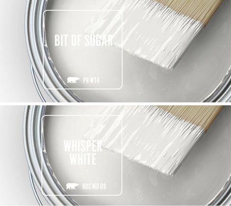 Looking to create a fresh, crisp look in your home, then try adding Behr Bit of Sugar to your walls! Learn details about this modern white paint color and see how to use it in your home. Delineate Your Dwelling Silent White Paint Behr, Bit Of Sugar Behr Paint, Silky White Behr Paint, Behr Bit Of Sugar, Behr White Paint Colors, Behr Ultra Pure White, White Bathroom Colors, Colour Wheels, White Interior Paint