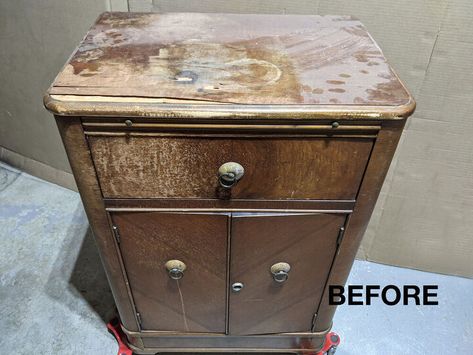 She couldn't believe how luck she got with this thrift store find. Check out the before and after bar cabinet upcycle idea using paint and stencil. This antique furniture flip is a great way to decorate your living room on a budget. So if you're looking for painted furniture inspiration check this cabinet update. Bar Cabinet Makeover, Small Antique Cabinet, Antique Bar Cabinet, Diy Upholstery Cleaner, Cabinet Upcycle, Cabinet Update, Room On A Budget, Update Cabinets, Pallet House