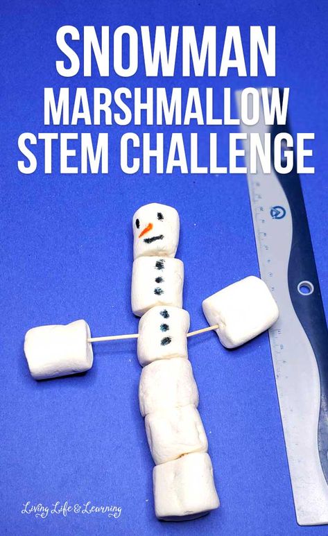 Simple Snowman Marshmallow STEM Challenge Snowman Marshmallows Craft, Marshmallow Stem, Stem Snowman, Snowman Writing Activities, Marshmallow Activities, Christmas Stem Challenge, Simple Snowman, Snowman Writing, Holiday Stem