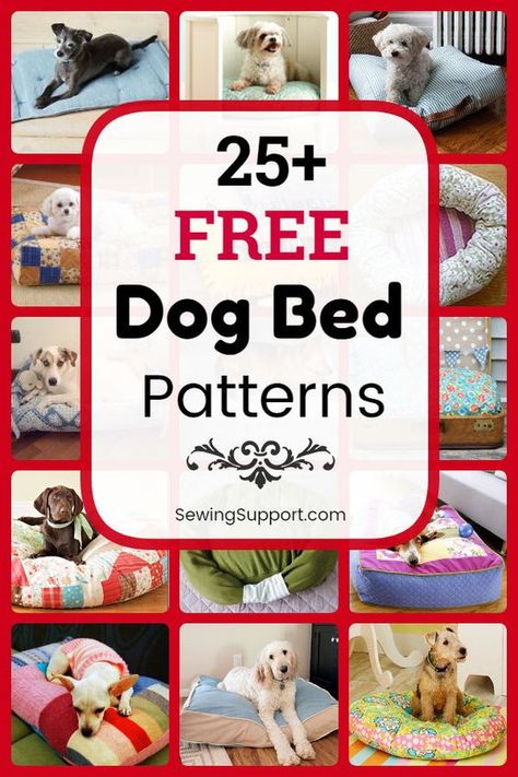 Dog Bed DIY. 25+ free dog bed sewing patterns, projects, and tutorials for fabric dog beds and pillows. Many simple and easy designs. Instructions for how to make your own homemade dog bed. #Dog #Bed #Diy #Sewing #Projects Dog Bed Sewing, Dog Bed Pattern, Diy Dog Bed Pillow, Dog Bed Diy, Dog Bed Sewing Pattern, Easy Dog Bed, Pet Bed Pattern, Dog Beds Homemade, Dog Clothes Patterns Sewing