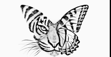 Tiger And Butterfly Tattoo, Butterfly Tiger Tattoo, Tiger Butterfly Tattoo, Pinterest Tattoos, Butterfly Tattoo Stencil, Butterfly Black And White, Delicate Tattoo, Hand Tattoos For Women, Tattoo Desings