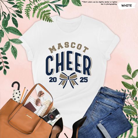 Mascot Cheer 2025 Shirt, Cheer Leader Shirt, Cheer Mom Gift, Cheer Girl Tee, Cheer Competition, Cheer Squad, Mascot Team, School Cheer Shirt Important Notice: Please Read Before Placing an Order Personalization Guidelines:  ● Use the personalization box only to specify design details as shown in the  product images.  ● We are not responsible for any customizations unless requested and approved  prior to placing your order.  Design Details:  ● All designs are created using the Direct to Film (DTF) printing process, which  transfers prints onto fabric or other substrates using a heat press.  How to Order:  1. Review all information provided before placing your order.  2. Select the shirt type and size from the dropdown menu.  3. Choose your preferred shirt color from the dropdown menu.  4. I Cheer Shirts Designs Cheerleading, Cheer Mom Gifts, Competition Cheer, Cheer Competition, Cheer Shirt, School Cheer, Competitive Cheer, Cheer Squad, Cheer Shirts