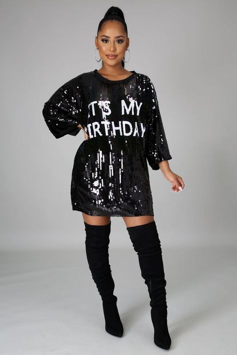 Sequin T Shirt Dress, Sequin Shirt Dress, Sequin Tshirt, Birthday Outfit For Women, Outfit Birthday, Queen Outfit, Birthday Queen, Sequin Shirt, Queen Dress