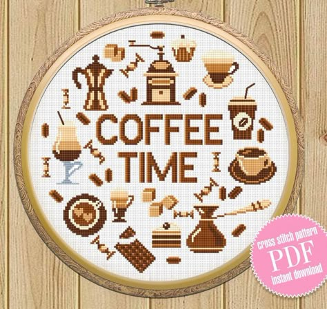 Cross Stitch Coffee, Kitchen Cross Stitch, Quote Cross Stitch, Sampler Cross Stitch, Coffee Home, Cross Stitch Quotes, Cross Stitch Kitchen, Easy Cross, Pattern Modern