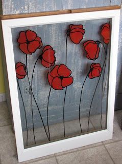 **I actually did this today on an old six pane window! ** -Krista Decorated Windows, Painting On Glass Windows, Stained Glass Wall Art, Glass Painting Patterns, Window Crafts, Glass Painting Designs, Astuces Diy, Stained Glass Diy, Stained Glass Crafts