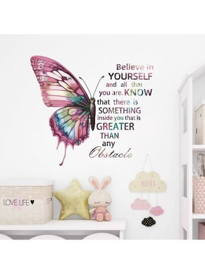 Butterfly Wall Decals Bedroom, Sticker Quotes, Inspirational Wall Decals, Letter Wall Decor, Butterfly Wall Decals, Wall Decor Decals, Butterfly Wall Decor, Wall Stickers Bedroom, Pvc Wall