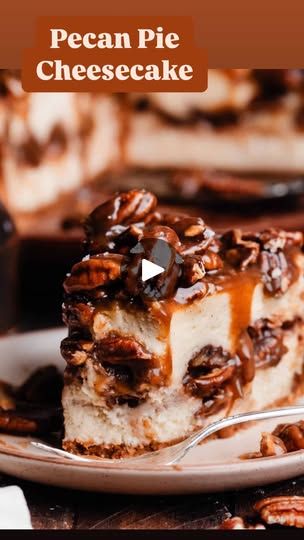 648K views · 91K reactions | Pecan Pie Cheesecake 🦃✨ No one will miss the pecan pie when you serve a luscious vanilla cinnamon cheesecake, rippled with caramel pecan pie filling & topped with the same 🥹

TO GET THE FULL RECIPE - Googl “blue bowl pecan pie cheesecake“ or tap the 🔗 in my profile @bluebowlrecipes — https://bluebowlrecipes.com/pecan-pie-cheesecake/

#pecanpie #thanksgivingdinner #dessertgram #cheesecakes #glutenfreedessert #holidaybaking | Stephanie Simmons Cheesecake Crust Recipe, Stephanie Simmons, Caramel Pecan Pie, Cinnamon Cheesecake, Pecan Pie Filling, Cheesecake Crust, Pecan Cheesecake, Pecan Pie Cheesecake, Cream Cheese Pie