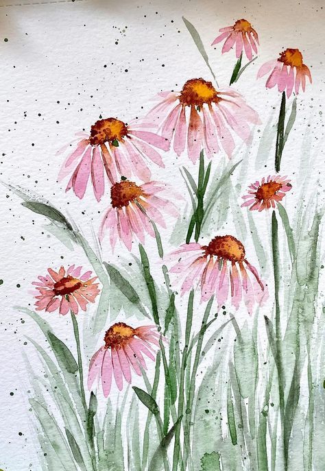 Aesthetic Paper, 심플한 그림, Kids Aesthetic, Watercolor Flowers Tutorial, Watercolor Paintings For Beginners, Diy Watercolor Painting, Watercolour Inspiration, Watercolor Paintings Easy, Watercolor Painting Techniques