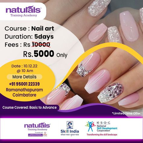 Join Nail art Course at Naturals Training Academy and Become a Successful nail artist. Duration:5days Date: 10.12.2022 Time: 10am #artist #careerbuilding #makeupartist #training #makeovertraininggreatagain Nail Art Course Poster, Nail Art Course, Course Poster, Offer Poster, Nail Art Courses, Subtle Nails, Training Academy, Art Courses, Nail Artist