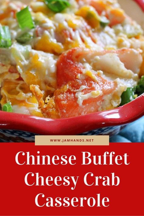 Chinese Buffet Cheesy Crab Casserole | Recipe | Crab casserole, Seafood casserole recipes, Crab meat recipes Cheesy Crab Casserole, Chinese Buffet Crab Casserole Recipe, Crab Bake, Crab Casserole, Seafood Casserole Recipes, Crab Recipe, Crab Salad Recipe, Chinese Buffet, Crab Meat Recipes