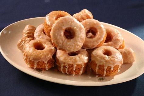 Hot Glazed Bonuts Recipe | Alton Brown Deep Fried Donuts, Fried Biscuits, Using Chopsticks, Fried Donuts, Alton Brown, Biscuit Recipe, How To Make Light, Deep Fried, Good Eats