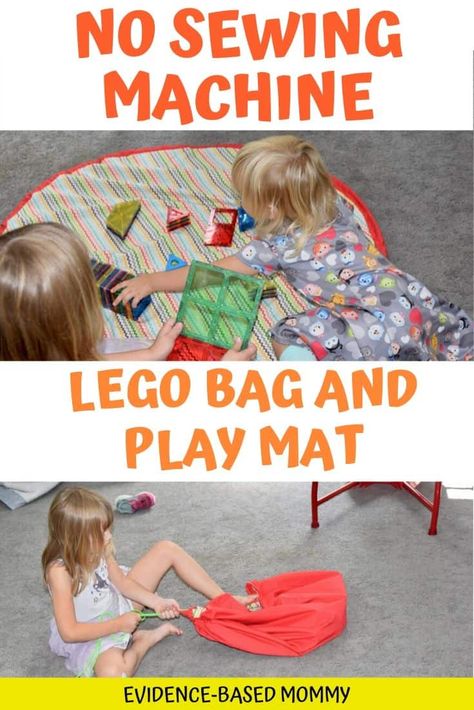 Drawstring toy bag play mats like this are fantastic for blocks and Legos! Learn how to make a DIY Lego bag play mat without a sewing machine. Drawstring Toy Bag Mat, Lego Mat Diy, Lego Play Mat Bag Diy, Lego Bag Mat Diy, Lego Closet, Diy Lego Bag, Toy Bag Play Mat, Lego Mat, Sewing Machine Beginner