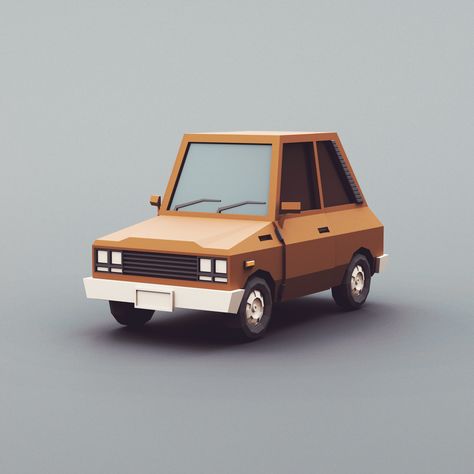 Low poly Hatchback car 01 Low Poly Vehicles, Low Poly Objects, Low Poly 3d Art, Low Poly Blender, 2024 Illustration, Low Poly Car, Top Down Game, Brochure Design Layouts, Car Low