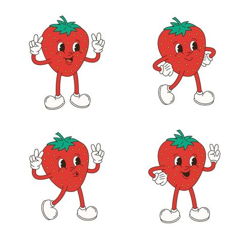 Vector fruit retro funky cartoon charact... | Premium Vector #Freepik #vector Retro Illustration Character, Fruit Cartoon, Logo Idea, Fruit Illustration, Illustration Style, Retro Illustration, Tropical Fruit, Happy Smile, Smile Face