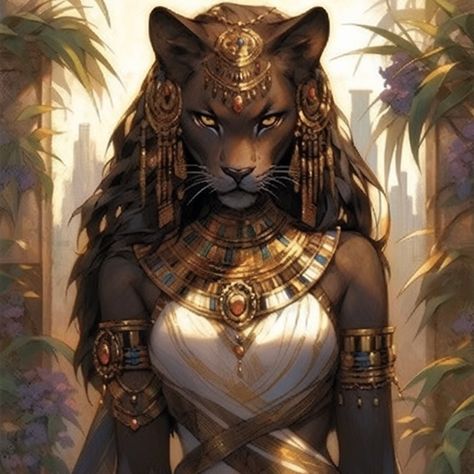 Goddess Of Protection, Goddess Of Egypt, Bastet Goddess, Egyptian Warrior, Mythical Creature Art, Ancient Egyptian Deities, Black Power Art, Egyptian Movies, Ancient Egyptian Gods