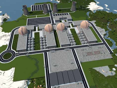 Minecraft Nuclear Plant, Minecraft City Buildings, City Project, Nuclear Power Station, Military Bases, Nuclear Plant, Minecraft City, Minecraft Map, Nuclear Power Plant