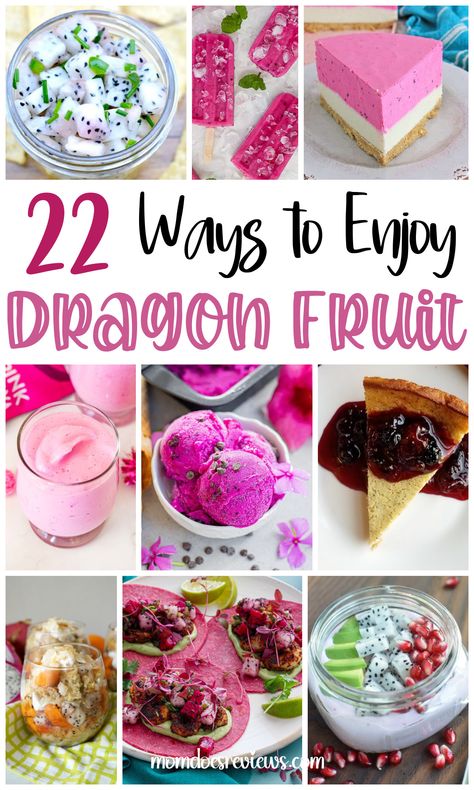 22 Ways to Enjoy Dragon Fruit - Mom Does Reviews What To Do With Dragon Fruit, Recipes For Dragon Fruit, Dragon Fruit Macarons, Dragon Fruit Dishes, Dragon Fruit Recipes, Dragon Fruit Dessert, How Do You Eat Dragon Fruit, Fruit Spring Rolls, Blackberry Smoothie Recipes