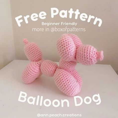 Crochet Balloon Dog, Crochet Balloon, Crochet Diy Tutorial, Crochet Dog Patterns, Dog Patterns, Easy Crochet Animals, Crochet Plushie, Crochet Tutorial Pattern, Quick Crochet Patterns