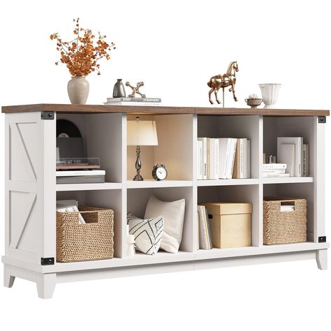 PRICES MAY VARY. 【49"W×11.8"D×27"H Farmhouse Bookshelf】Our cube storage bookcase offers eight cubes and measures 49"W×11.8"D×27"H. It provides ample storage space for a variety of items, including the following items for storage: books, framed photos, storage baskets, potted plants, boxes, sculptures, clocks, TVs of the appropriate width, and decorative items. This product is ideal for use in Living room, bedroom, closet and office alike, providing ample storage for books, decorations, and other Cubby Decor, Horizontal Bookshelf, 8 Cube Storage, Farmhouse Bookshelf, Storage Books, Cube Storage Organizer, Shelves For Bedroom, Storage Cubbies, Bedroom 2024