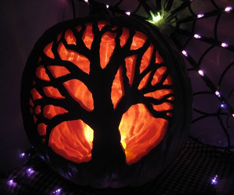 Tree of Life Jack-o-Lantern | I took this of the Tree of Lif… | Flickr Pumpkin Inspo, Halloween Interior, Pumpkin Carving Tips, Pumkin Carving, Pumpkin Stencils, Photo Halloween, Craft Halloween, Easy Pumpkin Carving, Pumpkin Carving Designs