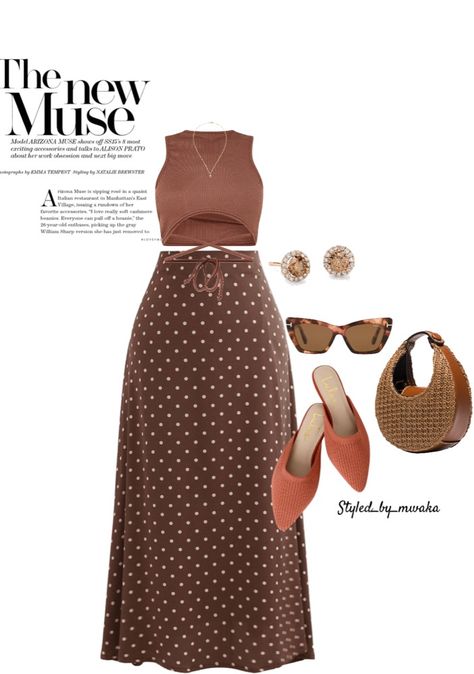 Brown Skirt Ideas Outfit, Brown Floral Skirt Outfit, Brown Skirt Outfit Summer, Brown Skirt Outfit Ideas, Flower Skirt Outfit, Street Mirror, Dot Skirt Outfit, Brown Skirt Outfit, Floral Skirt Outfits