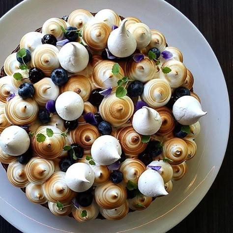 Beautiful Blueberry Meringue Pie. ✅ By- @vidal31 ✅ #ChefsOfInstagram www.ChefsOF.com Blueberry Meringue, Meringue Tart, Lemon Cheese, Tart Filling, Impressive Desserts, Meringue Pie, God Mat, Fruit Tart, Pies & Tarts