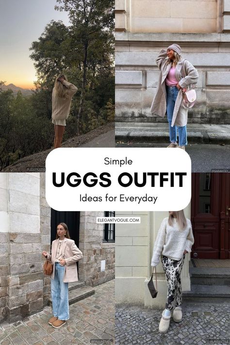 Uggs Outfit Ideas Ugg Style Outfit, Ugg Short Boots Outfit, Jeans And Uggs Outfit, Gray Uggs Outfit, Uggs Styled, Neumel Uggs Outfit, How To Wear Ugg Boots, Uggs Fashion, Short Uggs Outfit