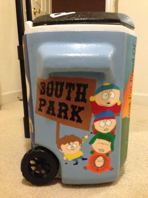 guys would love this Family Guy Frat Cooler, South Park Frat Cooler, Nola Cooler, Painted Coolers, Formal Cooler Ideas, Formal Cooler, Parking App, Fraternity Coolers, Chest Ideas