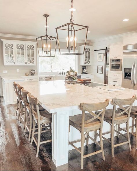 How about this kitchen at Jessica’s @woldengafamilyfarms home? Be sure to give Jessica a follow... there is so much more to see! Also...… Painted Fox Home, Kitchen Farmhouse, Kitchen Island Design, Gorgeous Kitchens, Large Kitchen, Kitchen Remodel Idea, White Cabinets, Beautiful Kitchens, Kitchen Space