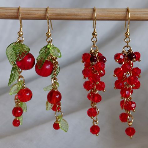 Currant Bush: Symbol of Hope and Forgiveness Berry Earrings, Cute Fruit Design Dangle Jewelry, Red Dangle Jewelry With Fruit Design, Green Dangle Earrings With Fruit Design, Red Fruit Design Drop Earrings, Fruit Earrings, Beaded Bracelets Tutorial, Beaded Bracelets Diy, Funky Jewelry