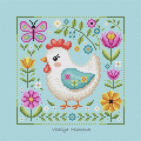 Chicken Cross Stitch Patterns Hen Sampler Spring Bird Primitive Flower Animal Kids Easy Beginners Farm Summer PDF Instant Download Simple - Etsy Cross Stitch Cross Pattern, Chicken Cross Stitch Patterns, Spring Cross Stitch Patterns, Chicken Cross Stitch, Nursery Cross Stitch, Birds Embroidery Designs, Easy Cross Stitch Patterns, Animal Embroidery Designs, Framed Embroidery