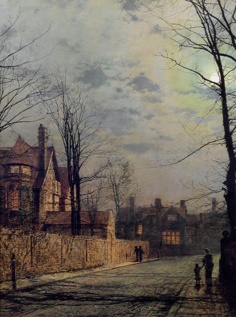 Grimshaw Paintings, John Grimshaw, Fresco Art, John Atkinson Grimshaw, Atkinson Grimshaw, Impressive Art, Art Walls, Moonlight Painting, Victorian Paintings