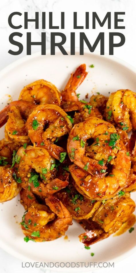 Chili lime shrimp is the perfect easy weeknight meal. On the table in under 15 minutes, these flavourful shrimp come together with pantry ingredients and can be served as part of a variety of quick and easy meals. Pan Seared Shrimp, Seared Shrimp, Lime Shrimp Recipes, Chili Lime Shrimp, Shrimp Marinade, Chili Shrimp, Flavorful Shrimp, Quick And Easy Meals, Chili Spices