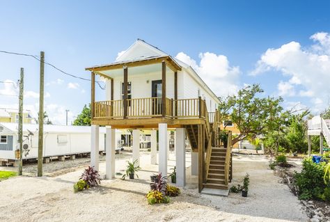 Tiny Beach House, Florida Keys Beaches, Structural Insulated Panels, House On Stilts, Stilts, Affordable Housing, Tiny House Design, Florida Keys, Home Ownership