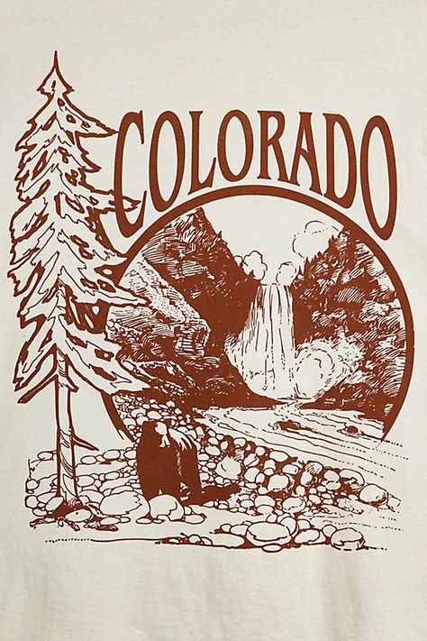 Tee with a Colorado graphic printed at the front. Cotton jersey t-shirt in a standard fit with short sleeves and a ribbed crew neck. Features Colorado River tee Graphic print t-shirt Crew neck Short sleeve Regular fit Content + Care 100% Cotton Machine wash Imported Size + Fit Measurements taken from size Medium Chest: 42" Length: 28" | Colorado River Tee in Ivory, Men's at Urban Outfitters Crane Art, Colorado Style, Urban Outfitters Men, Colorado Mountain, Fits With Shorts, Boulder Colorado, Colorado River, Colorado Mountains, Jersey T Shirt