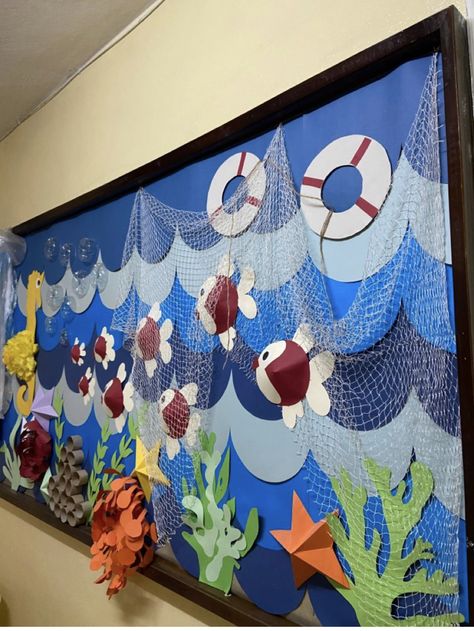 Deco Theme Marin, Vbs Ocean Theme, Decoration Class, Animal Crafts Preschool, Under The Sea Decorations, Ocean Theme Classroom, School Board Decoration, Art Activities For Toddlers, Art Classroom Decor