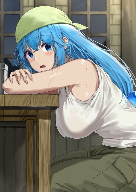 Aqua • KonoSuba Konosuba Wallpaper, Aqua Konosuba, Tatsumaki One Punch Man, Anime Wallpapers, Anime Style, Blue Hair, Anime Images, Anime Memes, Anime Wallpaper