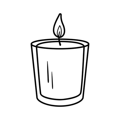 Candle sketch in glass. Vector burning candle doodle isolated on white background Candle Jar Drawing, Candle Doodle Simple, Candle Line Art, Candle Drawing Art, Candles Drawing, Boho Doodles, Candle Doodle, Candle Cartoon, Candle Icon