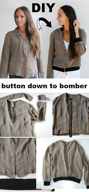 Trash To Couture, Diy Fashion Trends, Diy Clothes Refashion, Diy Clothes Videos, Upcycle Shirt, Sewing Clothes Women, Diy Jacket, Upcycle Sewing, Diy Vetement