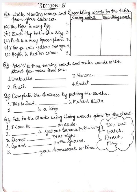 1st class 1st grade English grammar worksheet for practice Describing Words Grade 2, Describing Words For Grade 1, Naming Words Worksheet For Grade 1, Describing Words Worksheet For Grade 1, Class 1 English, Words Worksheet, Worksheets For Class 1, Describing Words, Grammar Practice